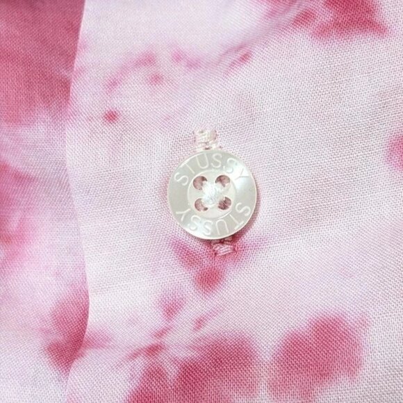 Stussy Mens Tie Dye Button Front Shirt Size L Allover Print Pink Streetwear - Picture 4 of 8